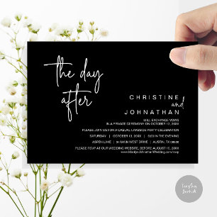 The Day After, Post Wedding Elopement Party, Black Invitation