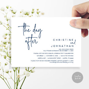 The Day After, Post Wedding Elopement Party, Navy Invitation