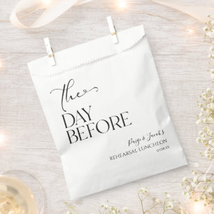 The Day Before Minimal Wedding Rehearsal Luncheon Favour Bags