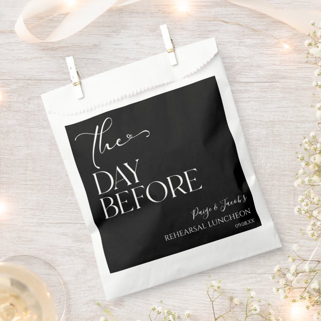 The Day Before Minimal Wedding Rehearsal Luncheon Favour Bags (Clipped)
