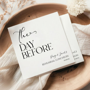 The Day Before Minimal Wedding Rehearsal Luncheon Napkin