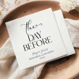 The Day Before Minimal Wedding Rehearsal Luncheon Napkin
