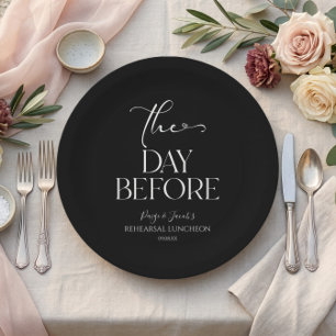 The Day Before Minimal Wedding Rehearsal Luncheon Paper Plate