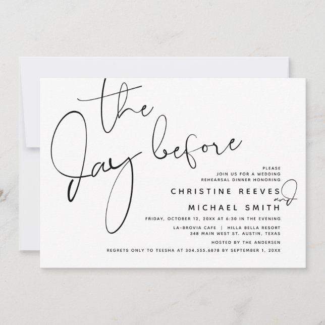 The Day Before, Wedding Rehearsal Dinner  Invitation (Front)