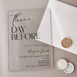 The Day Before Wedding Rehearsal Luncheon Lunch Acrylic Invitations