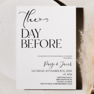 The Day Before Wedding Rehearsal Luncheon Lunch Invitation