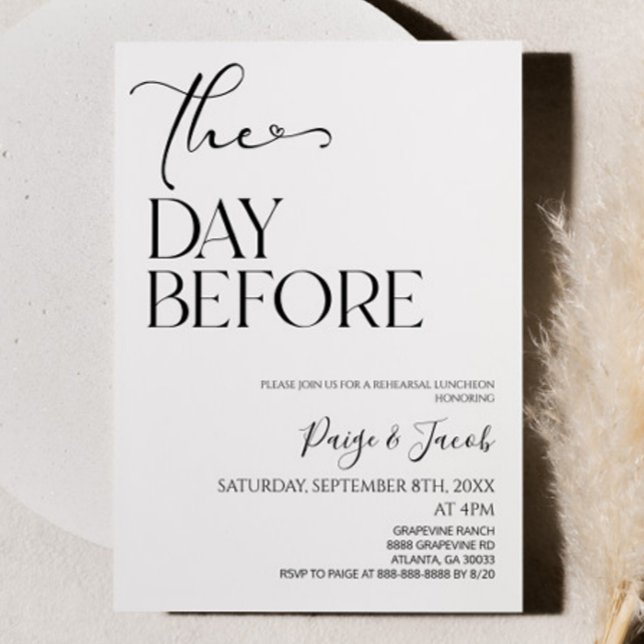 The Day Before Wedding Rehearsal Luncheon Lunch Invitation (Creator Uploaded)