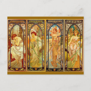 The Day - by Alphonse Mucha Postcard