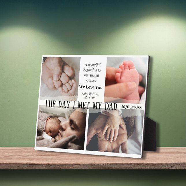 The Day I Met My Dad 4 Photo collage Father's day Plaque (Creator Uploaded)