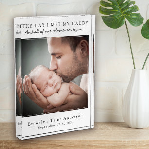 The Day I Met My Daddy Photo Father's Day Keepsake Block