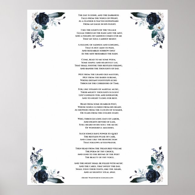 The Day Is Done Longfellow Quote Poster (Front)