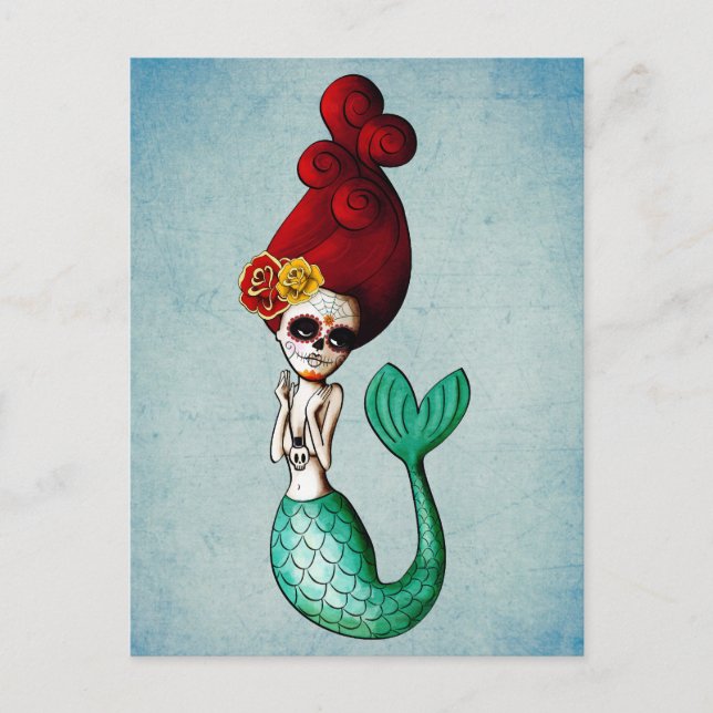 The Day of The Dead Beautiful Mermaid Postcard (Front)