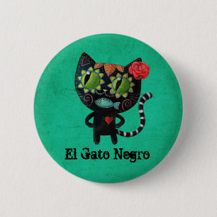 The Day of The Dead Black Cat 6 Cm Round Badge