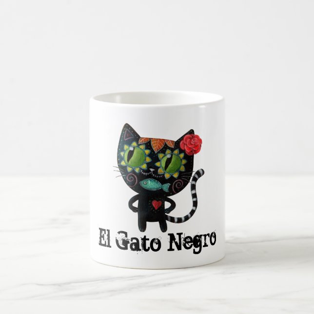 The Day of The Dead Black Cat Coffee Mug (Center)