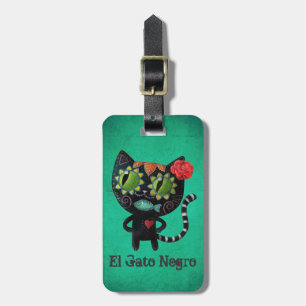 The Day of The Dead Black Cat Luggage Tag
