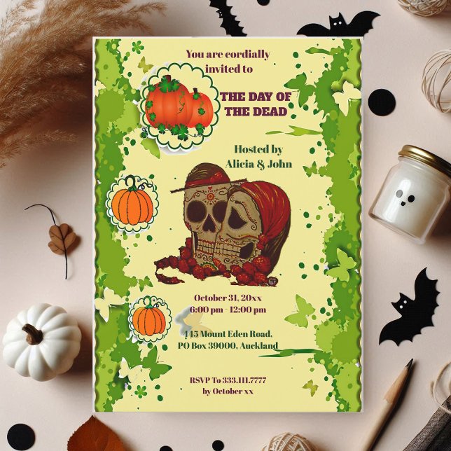 The Day of the Dead Couples Halloween Spooky Party Invitation (The Day of the Dead Couples Halloween Spooky Party Invitation)
