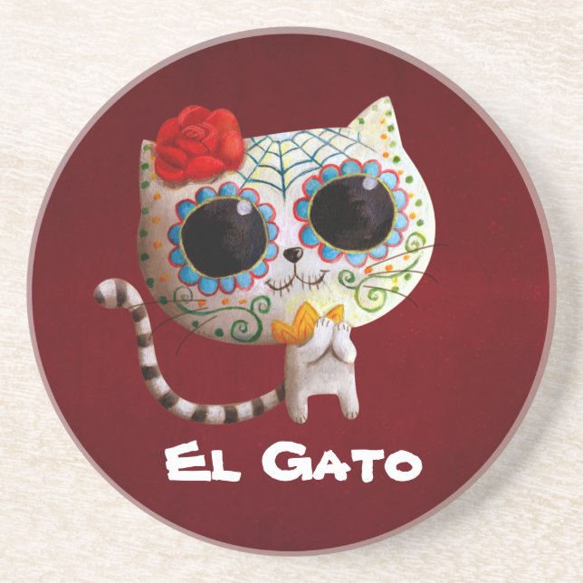 The Day of The Dead Cute Cat Coaster (Front)