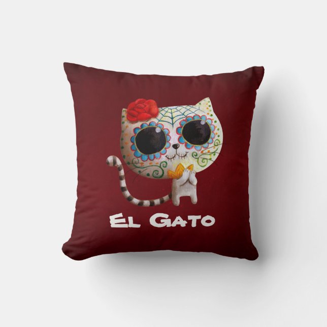 The Day of The Dead Cute Cat Cushion (Front)