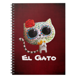 The Day of The Dead Cute Cat Spiral Notebook