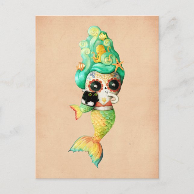 The Day of The Dead Mermaid Girl Postcard (Front)