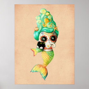 The Day of The Dead Mermaid Girl Poster