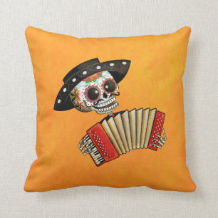The Day of The Dead Skeleton El Mariachi Cushion