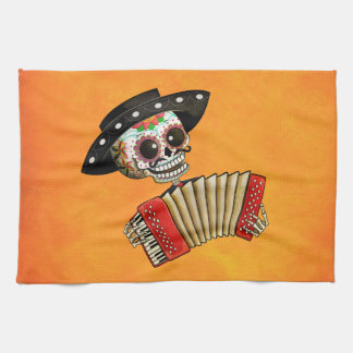 The Day of The Dead Skeleton El Mariachi Tea Towel