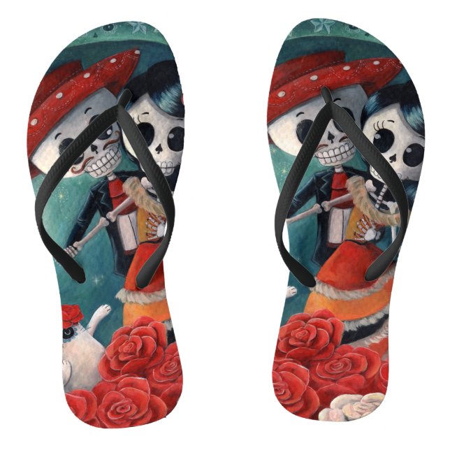 The Day of The Dead Skeleton Lovers Jandals (Footbed)