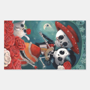The Day of The Dead Skeleton Lovers Rectangular Sticker