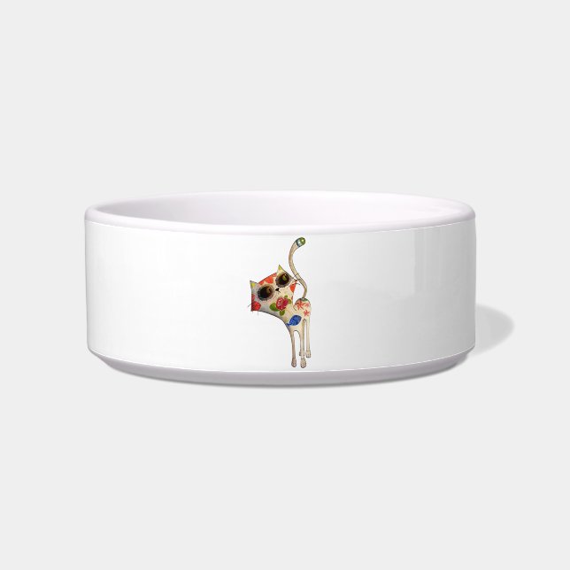 The Day of The Dead White Cute Cat Bowl (Left)