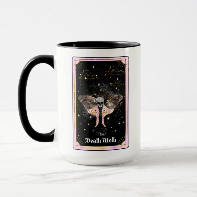  The Death Moth Tarot Card Moon Pink Celestial Mug (Left)