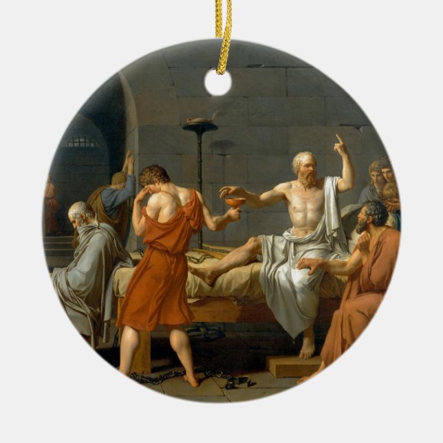 The Death of Socrates by Jacques-Louis David Ceramic Tree Decoration (Front)