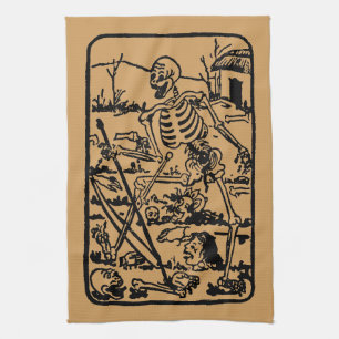 The Death - Old Indian / Asian Tarot Card Tea Towel