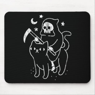 The Death Riding A Cat Funny Halloween Costume Par Mouse Pad