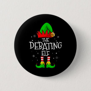 The Debating Elf Group Matching Family Christmas M 6 Cm Round Badge