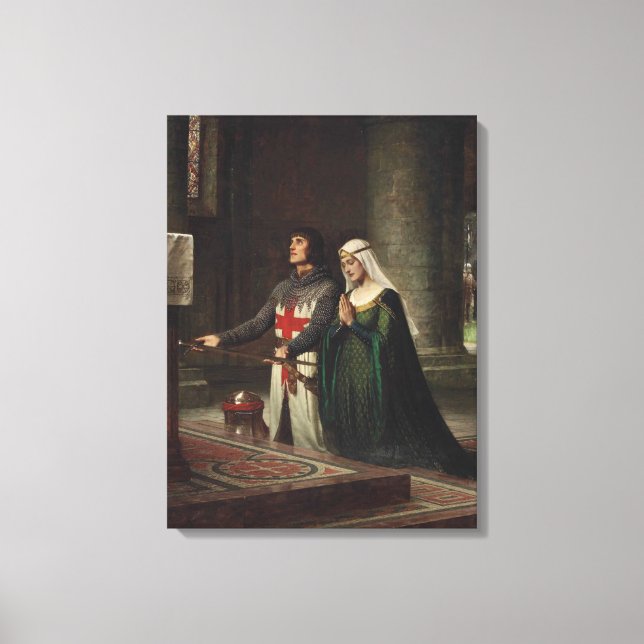 The Dedication (Mediaeval Knight and His Lady) Canvas Print (Front)