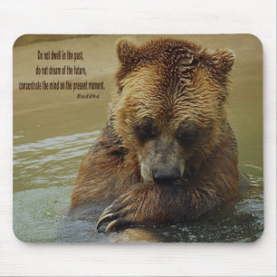 The Deep Thinker Grizzly Bear Inspirational Quote Mouse Pad