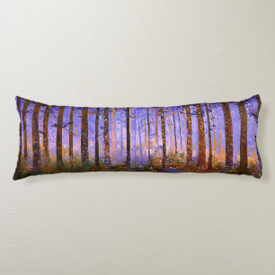 The Deer’s Secret Path  -  Wide Woodland Landscape Body Cushion
