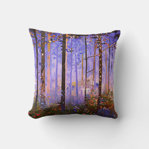 The Deer’s Secret Path - Wide Woodland Landscape Cushion