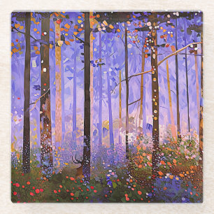 The Deer’s Secret Path  -  Wide Woodland Landscape Glass Coaster