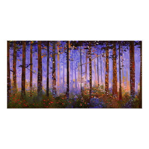 The Deer’s Secret Path  -  Wide Woodland Landscape Poster