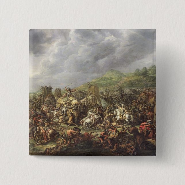 The Defeat of Porus by Alexander the Great 15 Cm Square Badge (Front)
