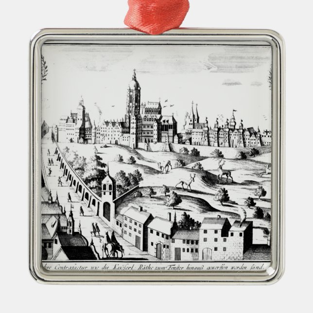 The Defenestration of Prague, 3rd August 1618 Metal Tree Decoration (Front)