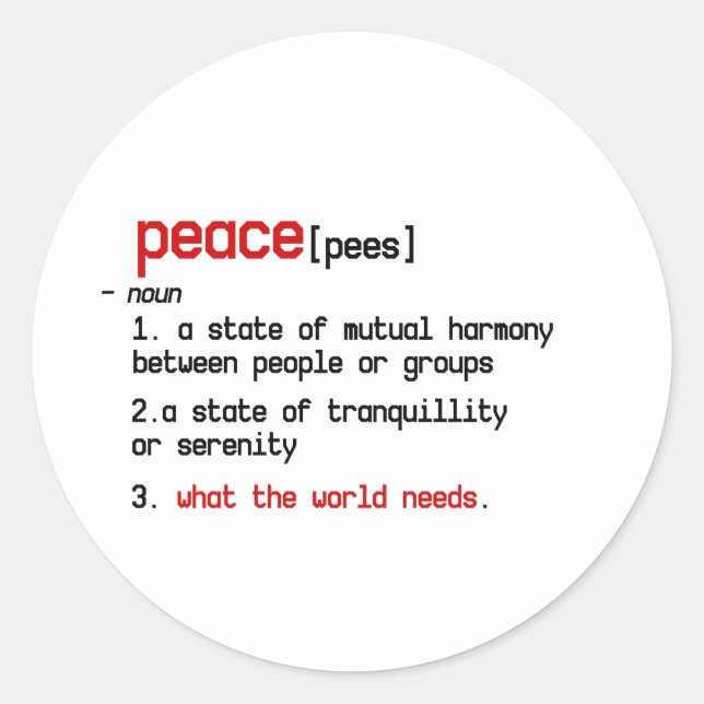 the definition of peace sticker (Front)