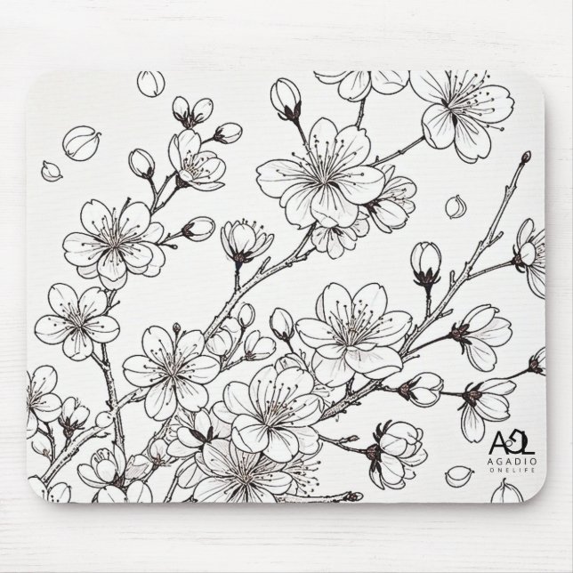 The Delicate Beauty of Cherry Blossoms Mouse Pad (Front)