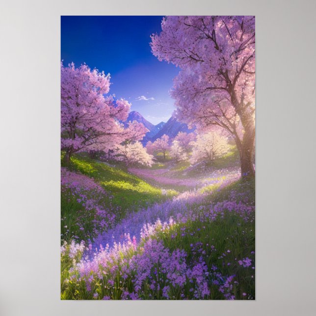 The Delicate Charm of Sakura Trees Poster (Front)