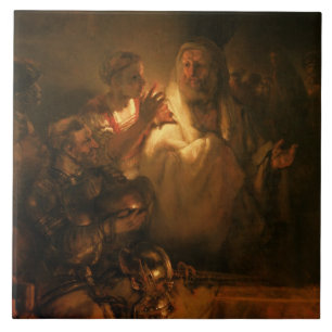 The Denial of St. Peter, 1660 (oil on canvas) Tile