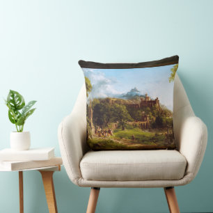 The Departure by Thomas Cole Cushion