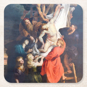 The Descent from the Cross, Rubens Square Paper Coaster