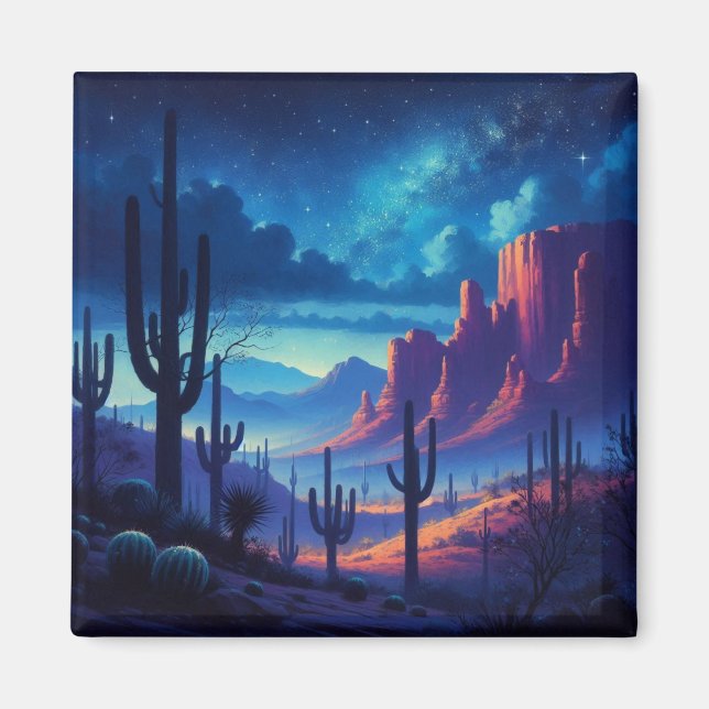 The Desert at night southwestern  Magnet (Front)